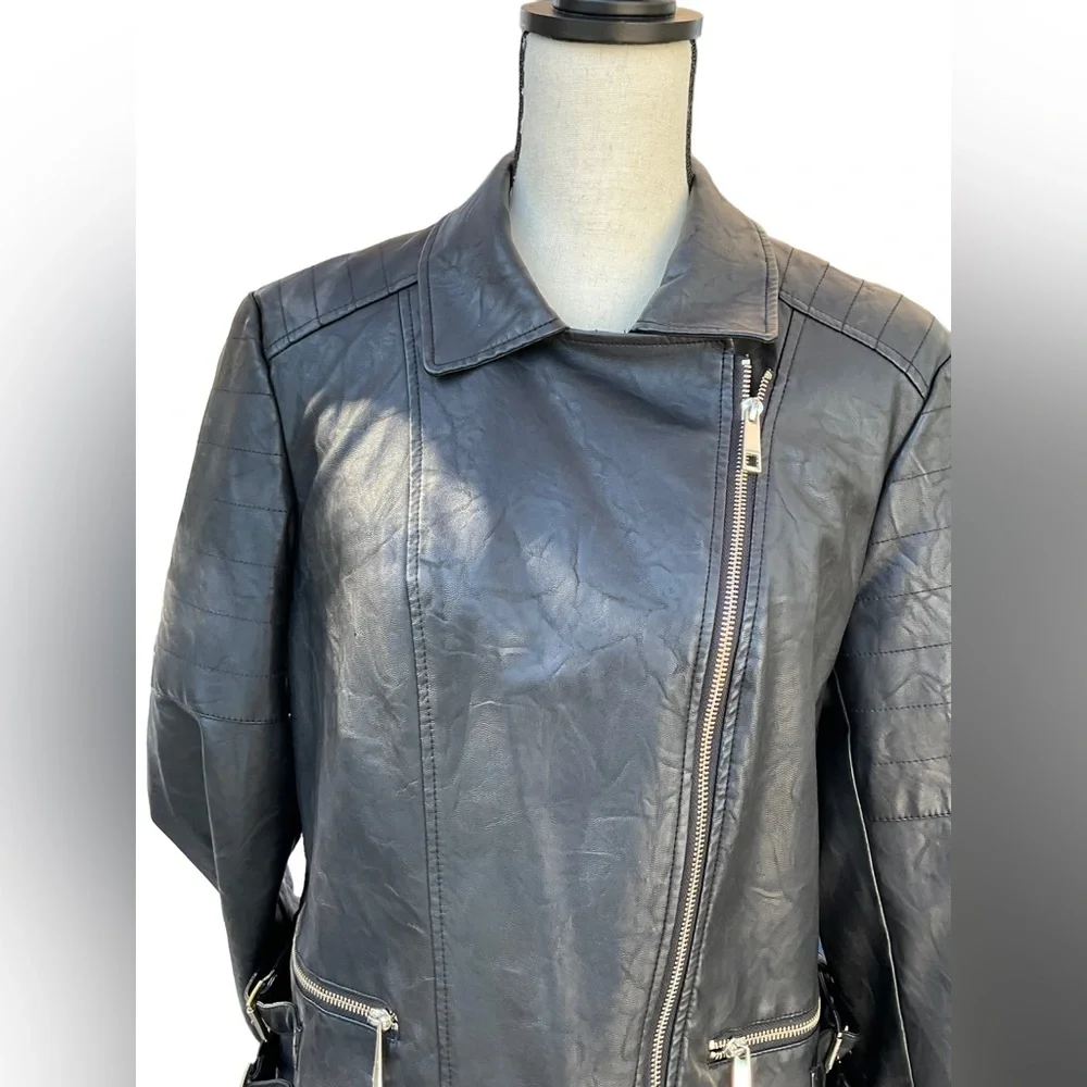a.n.a. Faux Leather Motorcycle Jacket Size L - Picture 4 of 14